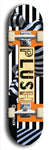 Skateboard deck: Limited edition, North American maple skateboard deck designed by underground artist BellyRash - available widths 7.5 to 8.5 inches in both mellow concave and steep concave shapes. Artwork: PLUSH logo brand popsicle-shaped deck