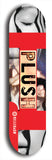 Skateboard deck: Limited edition, North American maple skateboard deck designed by underground artist BellyRash - available widths 7.5 to 8.5 inches in both mellow concave and steep concave shapes. Artwork: PLUSH logo brand popsicle-shaped deck