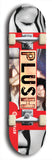 Skateboard deck: Limited edition, North American maple skateboard deck designed by underground artist BellyRash - available widths 7.5 to 8.5 inches in both mellow concave and steep concave shapes. Artwork: PLUSH logo brand popsicle-shaped deck