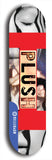 Skateboard deck: Limited edition, North American maple skateboard deck designed by underground artist BellyRash - available widths 7.5 to 8.5 inches in both mellow concave and steep concave shapes. Artwork: PLUSH logo brand popsicle-shaped deck