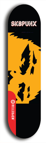 Skateboard deck: Limited edition, North American maple skateboard deck designed by underground artist BellyRash - available widths 7.5 to 8.5 inches in both mellow concave and steep concave shapes. Artwork: SK8PUNX logo brand popsicle-shaped deck