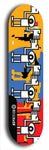 Skateboard deck: Limited edition, North American maple skateboard deck designed by underground artist BellyRash -- available in widths 7.5 to 8.5 inches in both mellow concave and steep concave shapes. Artwork: NIMROD brand popsicle-shaped skateboard deck .