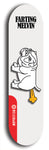 Skateboard deck: Limited edition, North American maple skateboard deck designed by underground artist BellyRash - available widths 7.5 to 8.5 inches in both mellow concave and steep concave shapes. Artwork: FARTING MELVIN logo brand popsicle-shaped deck with farting bulldog on flat-colored background