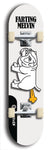 Skateboard deck: Limited edition, North American maple skateboard deck designed by underground artist BellyRash - available widths 7.5 to 8.5 inches in both mellow concave and steep concave shapes. Artwork: FARTING MELVIN logo brand popsicle-shaped deck with farting bulldog on flat-colored background