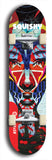 Skateboard deck: Limited edition, North American maple skateboard deck designed by underground artist BellyRash - available widths 7.5 to 8.5 inches in both mellow concave and steep concave shapes. Artwork: SQUISHY logo brand popsicle-shaped deck