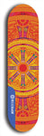 Skateboard deck: Limited edition, North American maple skateboard deck designed by underground artist BellyRash - available widths 7.5 to 8.5 inches in both mellow concave and steep concave shapes. Artwork: DHARMAMECHANIC logo brand popsicle-shaped deck 