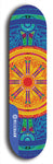 Skateboard deck: Limited edition, North American maple skateboard deck designed by underground artist BellyRash - available widths 7.5 to 8.5 inches in both mellow concave and steep concave shapes. Artwork: DHARMAMECHANIC logo brand popsicle-shaped deck 