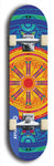 Skateboard deck: Limited edition, North American maple skateboard deck designed by underground artist BellyRash - available widths 7.5 to 8.5 inches in both mellow concave and steep concave shapes. Artwork: DHARMAMECHANIC logo brand popsicle-shaped deck 