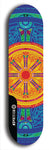 Skateboard deck: Limited edition, North American maple skateboard deck designed by underground artist BellyRash - available widths 7.5 to 8.5 inches in both mellow concave and steep concave shapes. Artwork: DHARMAMECHANIC logo brand popsicle-shaped deck 