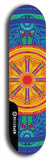 Skateboard deck: Limited edition, North American maple skateboard deck designed by underground artist BellyRash - available widths 7.5 to 8.5 inches in both mellow concave and steep concave shapes. Artwork: DHARMAMECHANIC logo brand popsicle-shaped deck 