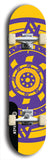 Skateboard deck: Limited edition, North American maple skateboard deck designed by underground artist BellyRash - available widths 7.5 to 8.5 inches in both mellow concave and steep concave shapes. Artwork: DHARMAMECHANIC logo brand popsicle-shaped deck 