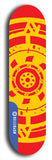 Skateboard deck: Limited edition, North American maple skateboard deck designed by underground artist BellyRash - available widths 7.5 to 8.5 inches in both mellow concave and steep concave shapes. Artwork: DHARMAMECHANIC logo brand popsicle-shaped deck 