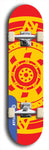 Skateboard deck: Limited edition, North American maple skateboard deck designed by underground artist BellyRash - available widths 7.5 to 8.5 inches in both mellow concave and steep concave shapes. Artwork: DHARMAMECHANIC logo brand popsicle-shaped deck 