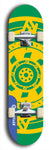 Skateboard deck: Limited edition, North American maple skateboard deck designed by underground artist BellyRash - available widths 7.5 to 8.5 inches in both mellow concave and steep concave shapes. Artwork: DHARMAMECHANIC logo brand popsicle-shaped deck 