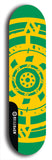 Skateboard deck: Limited edition, North American maple skateboard deck designed by underground artist BellyRash - available widths 7.5 to 8.5 inches in both mellow concave and steep concave shapes. Artwork: DHARMAMECHANIC logo brand popsicle-shaped deck 