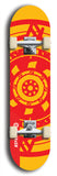 Skateboard deck: Limited edition, North American maple skateboard deck designed by underground artist BellyRash - available widths 7.5 to 8.5 inches in both mellow concave and steep concave shapes. Artwork: DHARMAMECHANIC logo brand popsicle-shaped deck 