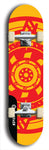 Skateboard deck: Limited edition, North American maple skateboard deck designed by underground artist BellyRash - available widths 7.5 to 8.5 inches in both mellow concave and steep concave shapes. Artwork: DHARMAMECHANIC logo brand popsicle-shaped deck 