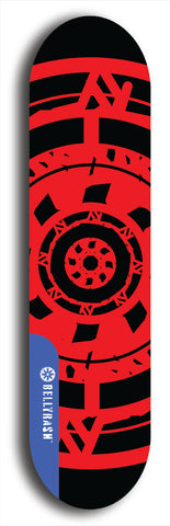 Skateboard deck: Limited edition, North American maple skateboard deck designed by underground artist BellyRash - available widths 7.5 to 8.5 inches in both mellow concave and steep concave shapes. Artwork: DHARMAMECHANIC logo brand popsicle-shaped deck 