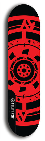 Skateboard deck: Limited edition, North American maple skateboard deck designed by underground artist BellyRash - available widths 7.5 to 8.5 inches in both mellow concave and steep concave shapes. Artwork: DHARMAMECHANIC logo brand popsicle-shaped deck 