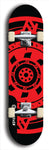 Skateboard deck: Limited edition, North American maple skateboard deck designed by underground artist BellyRash - available widths 7.5 to 8.5 inches in both mellow concave and steep concave shapes. Artwork: DHARMAMECHANIC logo brand popsicle-shaped deck 