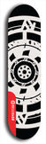 Skateboard deck: Limited edition, North American maple skateboard deck designed by underground artist BellyRash - available widths 7.5 to 8.5 inches in both mellow concave and steep concave shapes. Artwork: DHARMAMECHANIC logo brand popsicle-shaped deck 