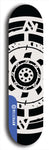 Skateboard deck: Limited edition, North American maple skateboard deck designed by underground artist BellyRash - available widths 7.5 to 8.5 inches in both mellow concave and steep concave shapes. Artwork: DHARMAMECHANIC logo brand popsicle-shaped deck 