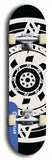 Skateboard deck: Limited edition, North American maple skateboard deck designed by underground artist BellyRash - available widths 7.5 to 8.5 inches in both mellow concave and steep concave shapes. Artwork: DHARMAMECHANIC logo brand popsicle-shaped deck 