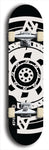 Skateboard deck: Limited edition, North American maple skateboard deck designed by underground artist BellyRash - available widths 7.5 to 8.5 inches in both mellow concave and steep concave shapes. Artwork: DHARMAMECHANIC logo brand popsicle-shaped deck 