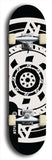 Skateboard deck: Limited edition, North American maple skateboard deck designed by underground artist BellyRash - available widths 7.5 to 8.5 inches in both mellow concave and steep concave shapes. Artwork: DHARMAMECHANIC logo brand popsicle-shaped deck 