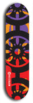 Skateboard deck: Limited edition, North American maple skateboard deck designed by underground artist BellyRash - available widths 7.5 to 8.5 inches in both mellow concave and steep concave shapes. Artwork: DHARMAMECHANIC logo brand popsicle-shaped deck 