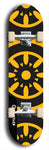 Skateboard deck: Limited edition, North American maple skateboard deck designed by underground artist BellyRash - available widths 7.5 to 8.5 inches in both mellow concave and steep concave shapes. Artwork: DHARMAMECHANIC logo brand popsicle-shaped deck 