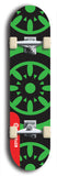 Skateboard deck: Limited edition, North American maple skateboard deck designed by underground artist BellyRash - available widths 7.5 to 8.5 inches in both mellow concave and steep concave shapes. Artwork: DHARMAMECHANIC logo brand popsicle-shaped deck 