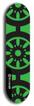 Skateboard deck: Limited edition, North American maple skateboard deck designed by underground artist BellyRash - available widths 7.5 to 8.5 inches in both mellow concave and steep concave shapes. Artwork: DHARMAMECHANIC logo brand popsicle-shaped deck 