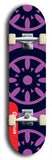 Skateboard deck: Limited edition, North American maple skateboard deck designed by underground artist BellyRash - available widths 7.5 to 8.5 inches in both mellow concave and steep concave shapes. Artwork: DHARMAMECHANIC logo brand popsicle-shaped deck 