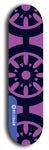 Skateboard deck: Limited edition, North American maple skateboard deck designed by underground artist BellyRash - available widths 7.5 to 8.5 inches in both mellow concave and steep concave shapes. Artwork: DHARMAMECHANIC logo brand popsicle-shaped deck 