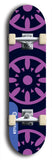 Skateboard deck: Limited edition, North American maple skateboard deck designed by underground artist BellyRash - available widths 7.5 to 8.5 inches in both mellow concave and steep concave shapes. Artwork: DHARMAMECHANIC logo brand popsicle-shaped deck 