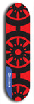 Skateboard deck: Limited edition, North American maple skateboard deck designed by underground artist BellyRash - available widths 7.5 to 8.5 inches in both mellow concave and steep concave shapes. Artwork: DHARMAMECHANIC logo brand popsicle-shaped deck 