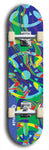 Skateboard deck: Limited edition, North American maple skateboard deck designed by underground artist BellyRash - available widths 7.5 to 8.5 inches in both mellow concave and steep concave shapes. Artwork: DHARMAMECHANIC logo brand popsicle-shaped deck 