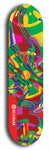 Skateboard deck: Limited edition, North American maple skateboard deck designed by underground artist BellyRash - available widths 7.5 to 8.5 inches in both mellow concave and steep concave shapes. Artwork: DHARMAMECHANIC logo brand popsicle-shaped deck 