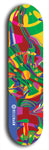 Skateboard deck: Limited edition, North American maple skateboard deck designed by underground artist BellyRash - available widths 7.5 to 8.5 inches in both mellow concave and steep concave shapes. Artwork: DHARMAMECHANIC logo brand popsicle-shaped deck 