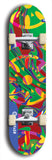 Skateboard deck: Limited edition, North American maple skateboard deck designed by underground artist BellyRash - available widths 7.5 to 8.5 inches in both mellow concave and steep concave shapes. Artwork: DHARMAMECHANIC logo brand popsicle-shaped deck 