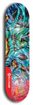 Limited edition, North American maple skateboard deck designed by underground artist BellyRash - available widths 7.5 to 8.5 inches in both mellow concave and steep concave shapes. Artwork: ABEX LIQUID brand popsicle-shaped with a multi-colored swirling patterned background