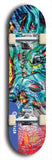 Limited edition, North American maple skateboard deck designed by underground artist BellyRash - available widths 7.5 to 8.5 inches in both mellow concave and steep concave shapes. Artwork: ABEX LIQUID brand popsicle-shaped with a multi-colored swirling patterned background