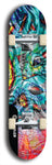 Limited edition, North American maple skateboard deck designed by underground artist BellyRash - available widths 7.5 to 8.5 inches in both mellow concave and steep concave shapes. Artwork: ABEX LIQUID brand popsicle-shaped with a multi-colored swirling patterned background