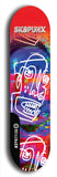 Skateboard deck: Limited edition, North American maple skateboard deck designed by underground artist BellyRash - available widths 7.5 to 8.5 inches in both mellow concave and steep concave shapes. Artwork: SK8PUNX logo brand popsicle-shaped deck