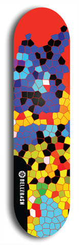 Skateboard deck: Limited edition, North American maple skateboard deck designed by underground artist BellyRash - available widths 7.5 to 8.5 inches in both mellow concave and steep concave shapes. Artwork: TYPE 1 logo brand popsicle-shaped deck