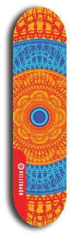 Skateboard deck: Limited edition, North American maple skateboard deck designed by underground artist BellyRash - available widths 7.5 to 8.5 inches in both mellow concave and steep concave shapes. Artwork: DHARMAMECHANIC logo brand popsicle-shaped deck 