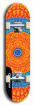 Skateboard deck: Limited edition, North American maple skateboard deck designed by underground artist BellyRash - available widths 7.5 to 8.5 inches in both mellow concave and steep concave shapes. Artwork: DHARMAMECHANIC logo brand popsicle-shaped deck 