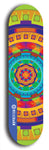 Skateboard deck: Limited edition, North American maple skateboard deck designed by underground artist BellyRash - available widths 7.5 to 8.5 inches in both mellow concave and steep concave shapes. Artwork: DHARMAMECHANIC logo brand popsicle-shaped deck 