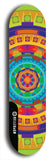 Skateboard deck: Limited edition, North American maple skateboard deck designed by underground artist BellyRash - available widths 7.5 to 8.5 inches in both mellow concave and steep concave shapes. Artwork: DHARMAMECHANIC logo brand popsicle-shaped deck 